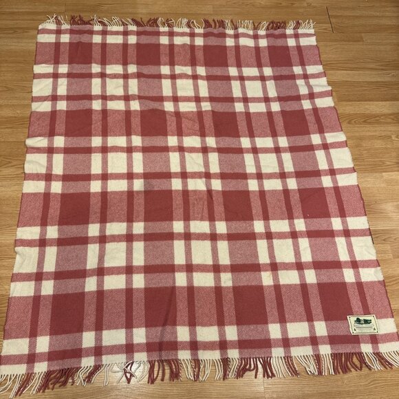 Vintage Bronte Tweeds All Wool Purple Red Pink Plaid Blanket Throw 55X65 - Picture 2 of 9